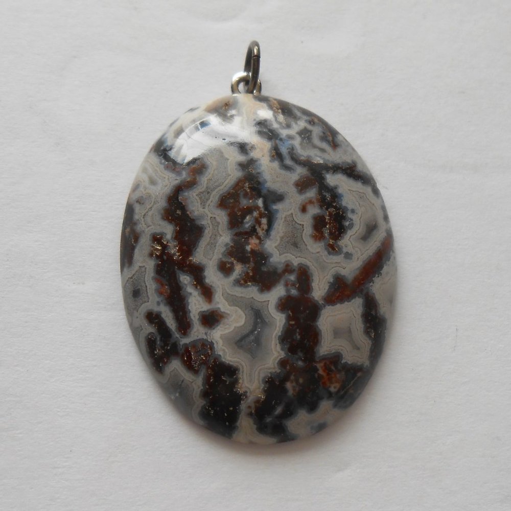 Crazy Lace Agate Pendant. Vintage.